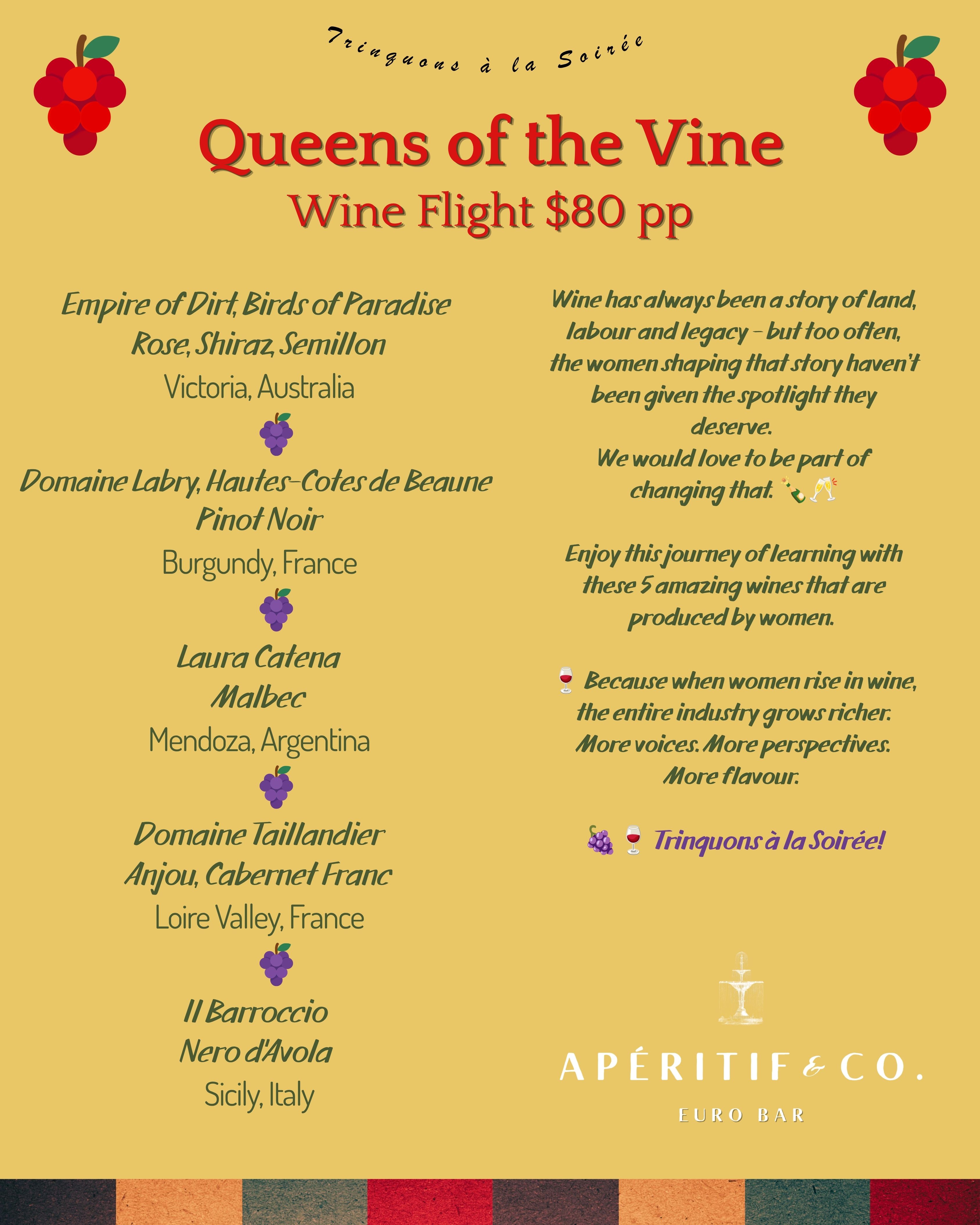 Queens of the Vine  at Apéritif & Co, Summer Hill Sydney